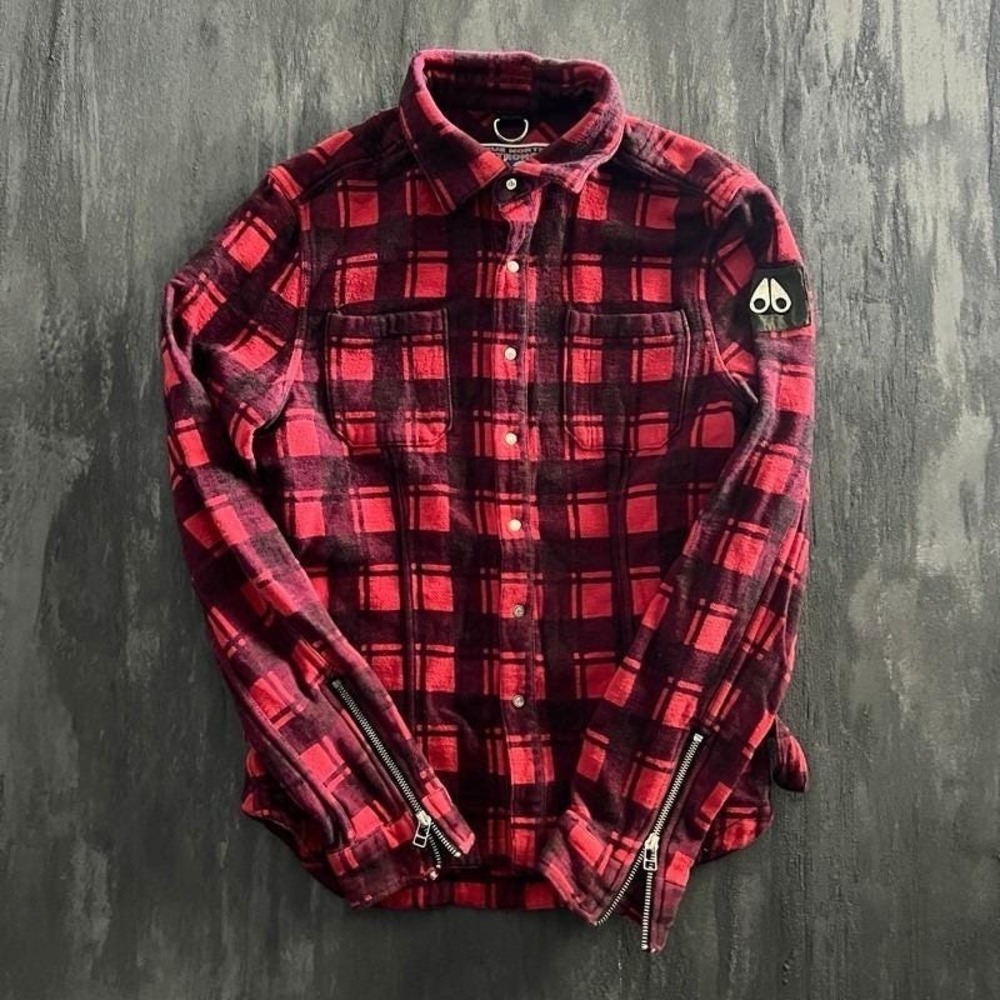 Moose Knuckles Flannel Shirt Small Red Rocker Dave Snap Champion